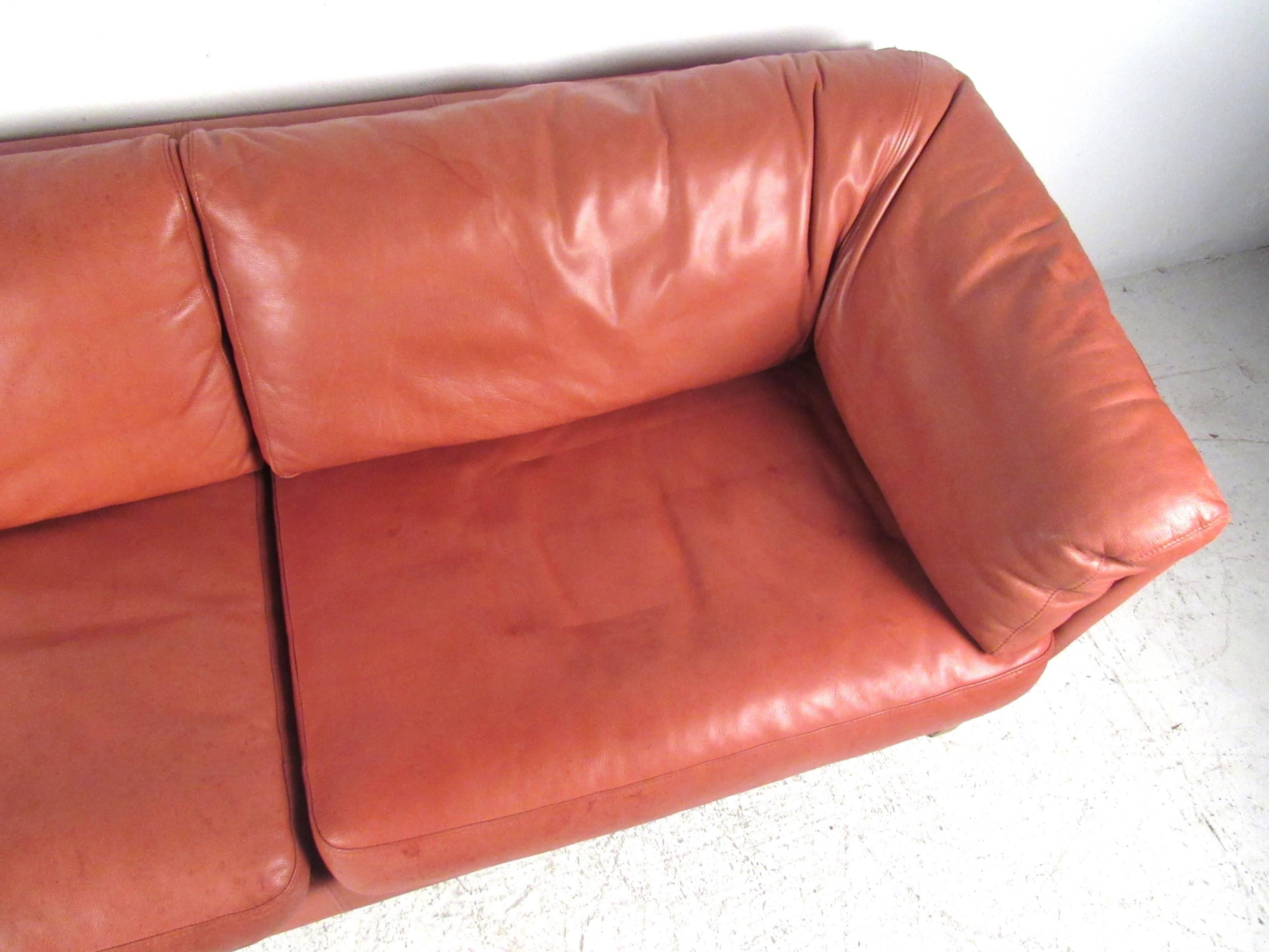  Danish Modern Love Seat in Leather by Børge Mogensen 1