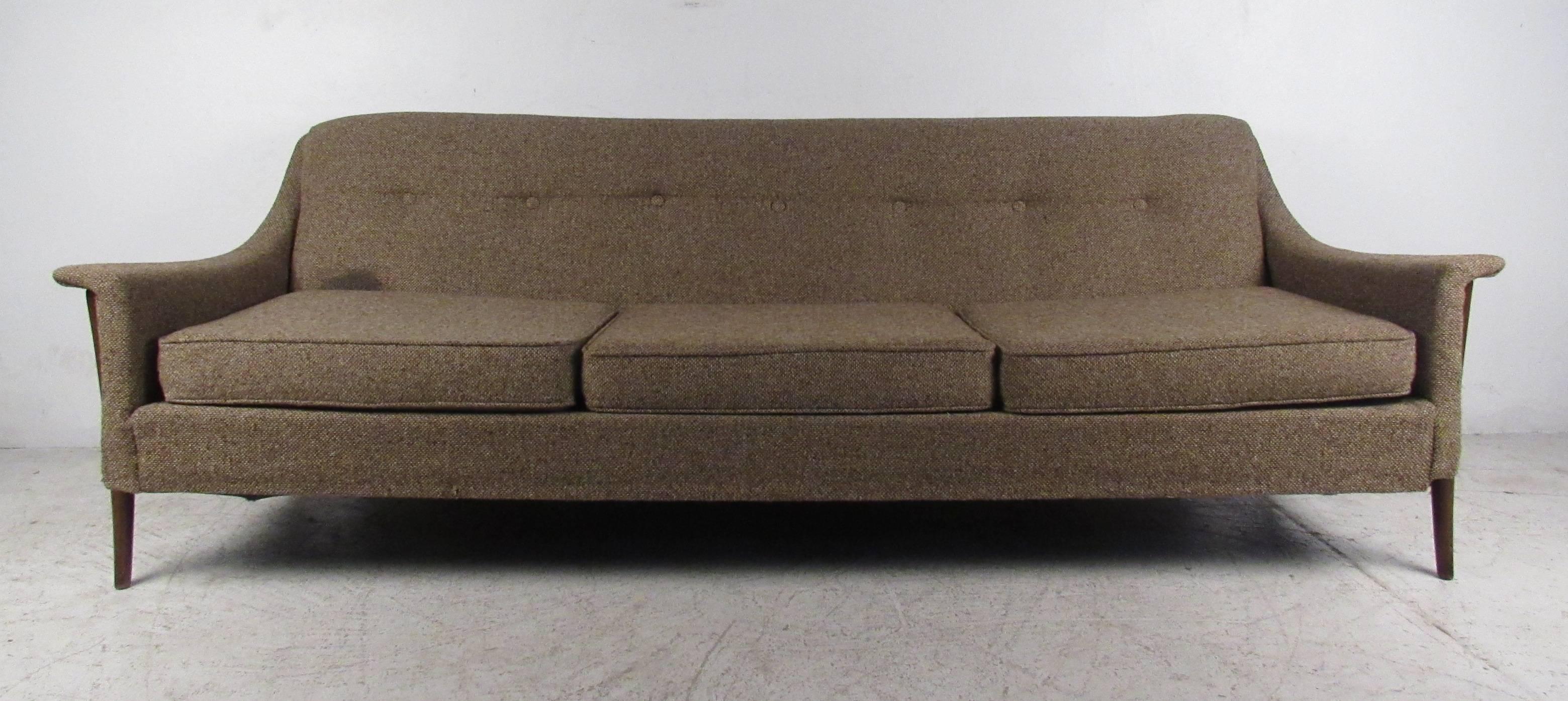 Stylish Scandinavian modern three-seat tufted back sofa by DUX. Please confirm item location (NY or NJ) with dealer.