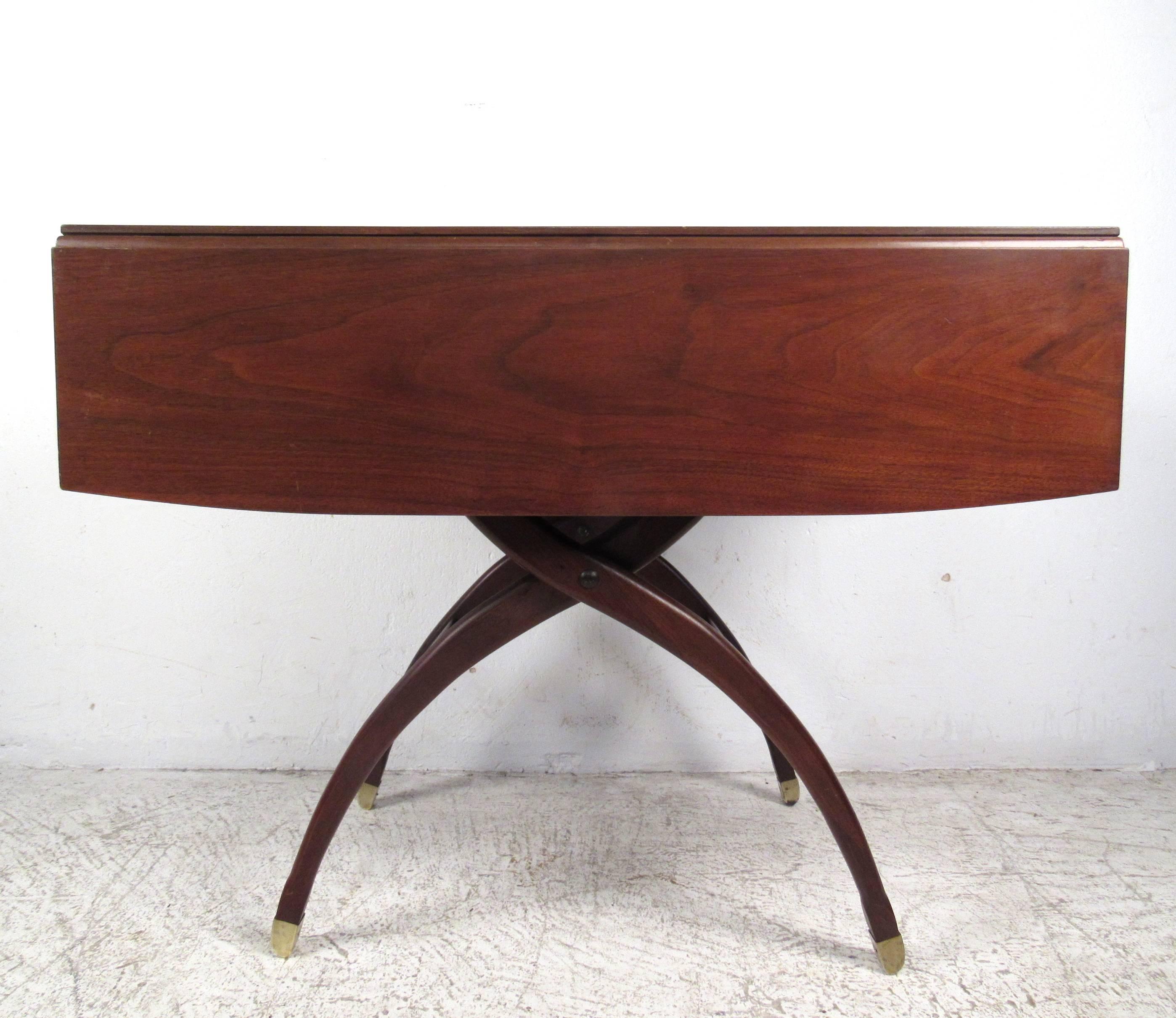 Rare Mid-Century Modern Elevator Drop-leaf Table In Good Condition In Brooklyn, NY