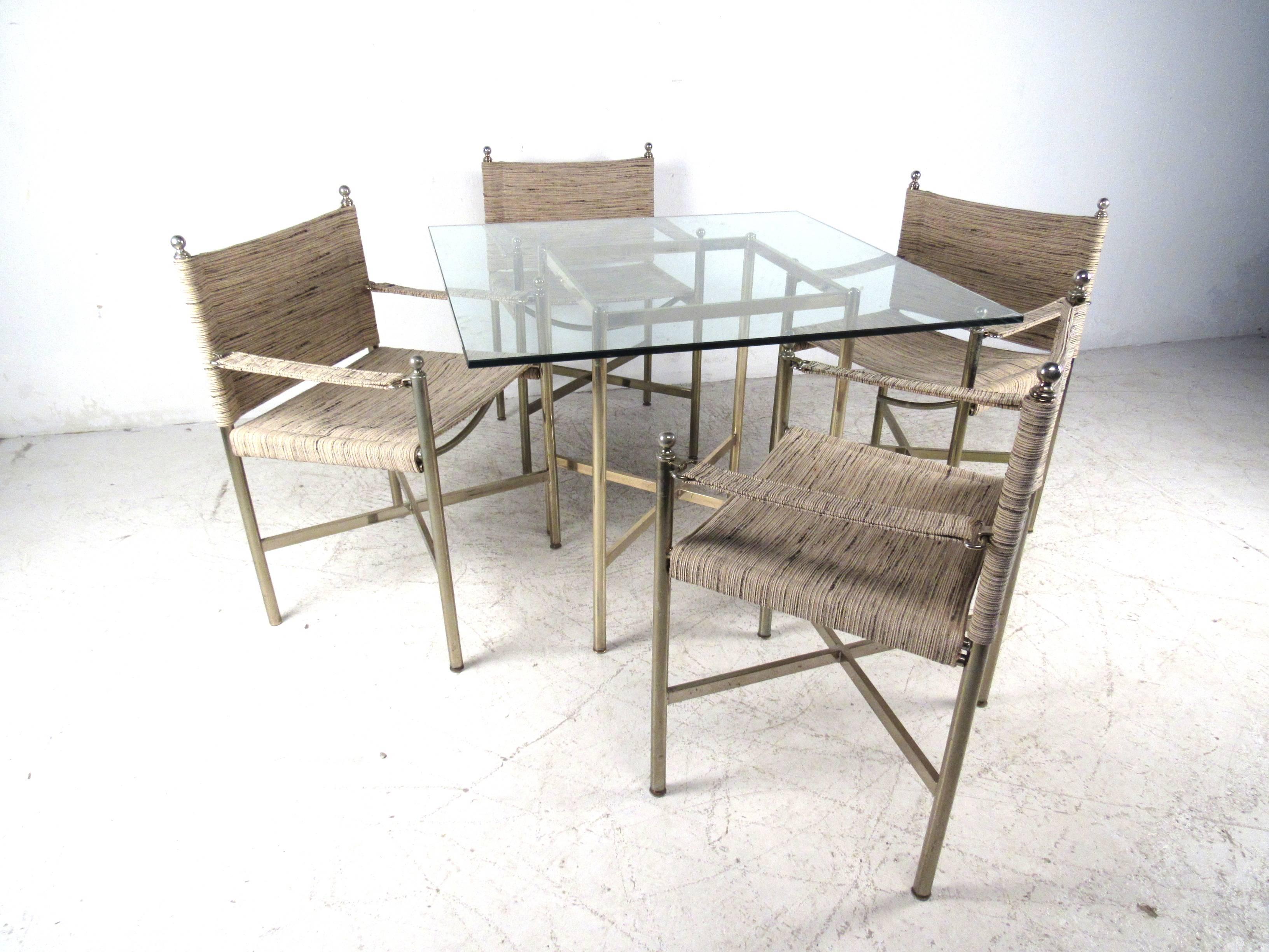 American Mid-Century Modern Dining Table with Four Chairs