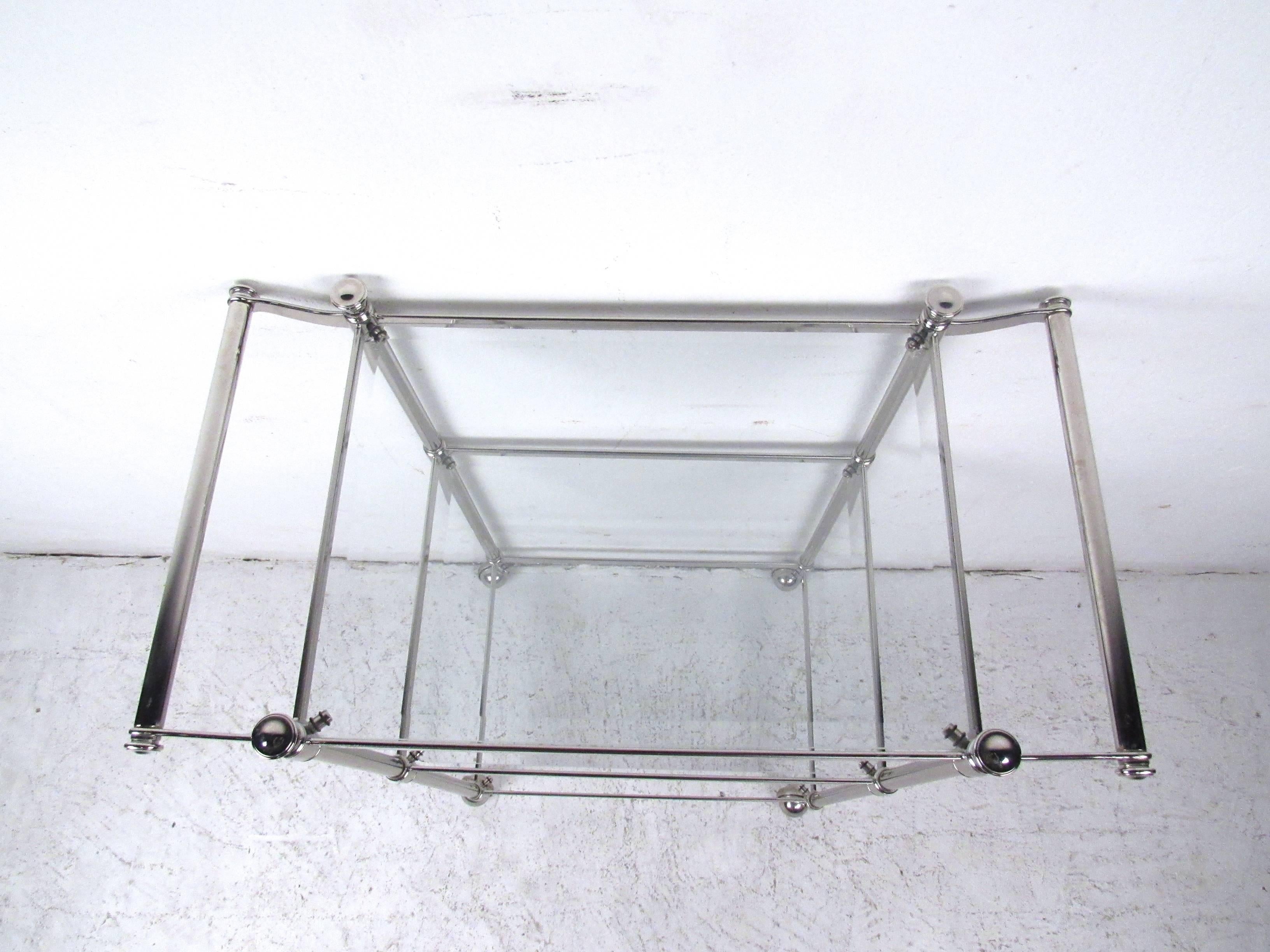 Mid-Century Style Chrome Serving Cart In Good Condition In Brooklyn, NY