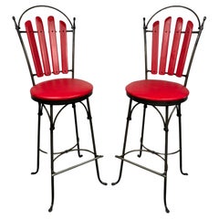 Magnifique ensemble de tabourets de bar vintage en bois et en fer