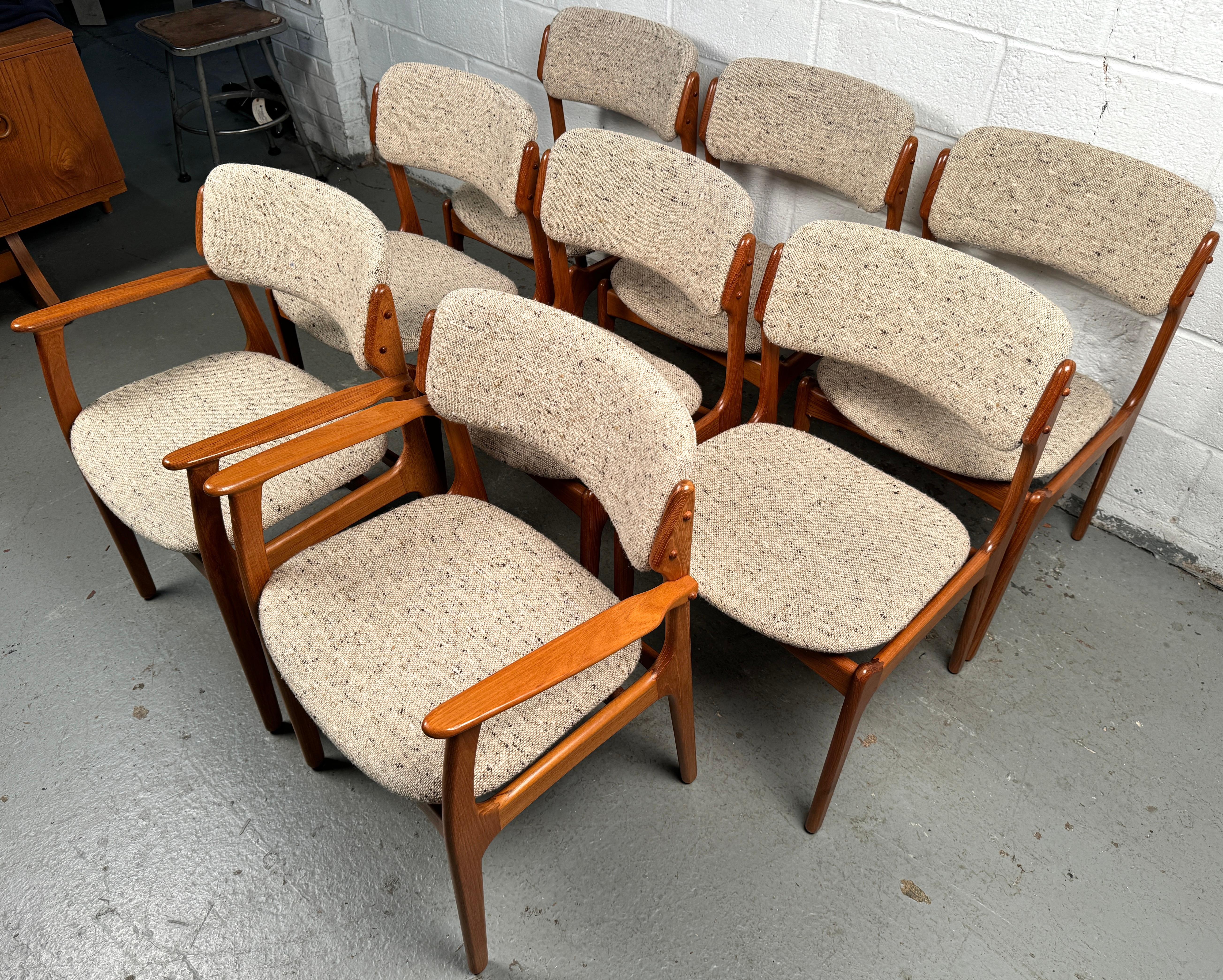 Mid-Century Modern Ensemble de 8 chaises de salle à manger vintage par Erik Buch Model 50 for O.D. Møbler en vente