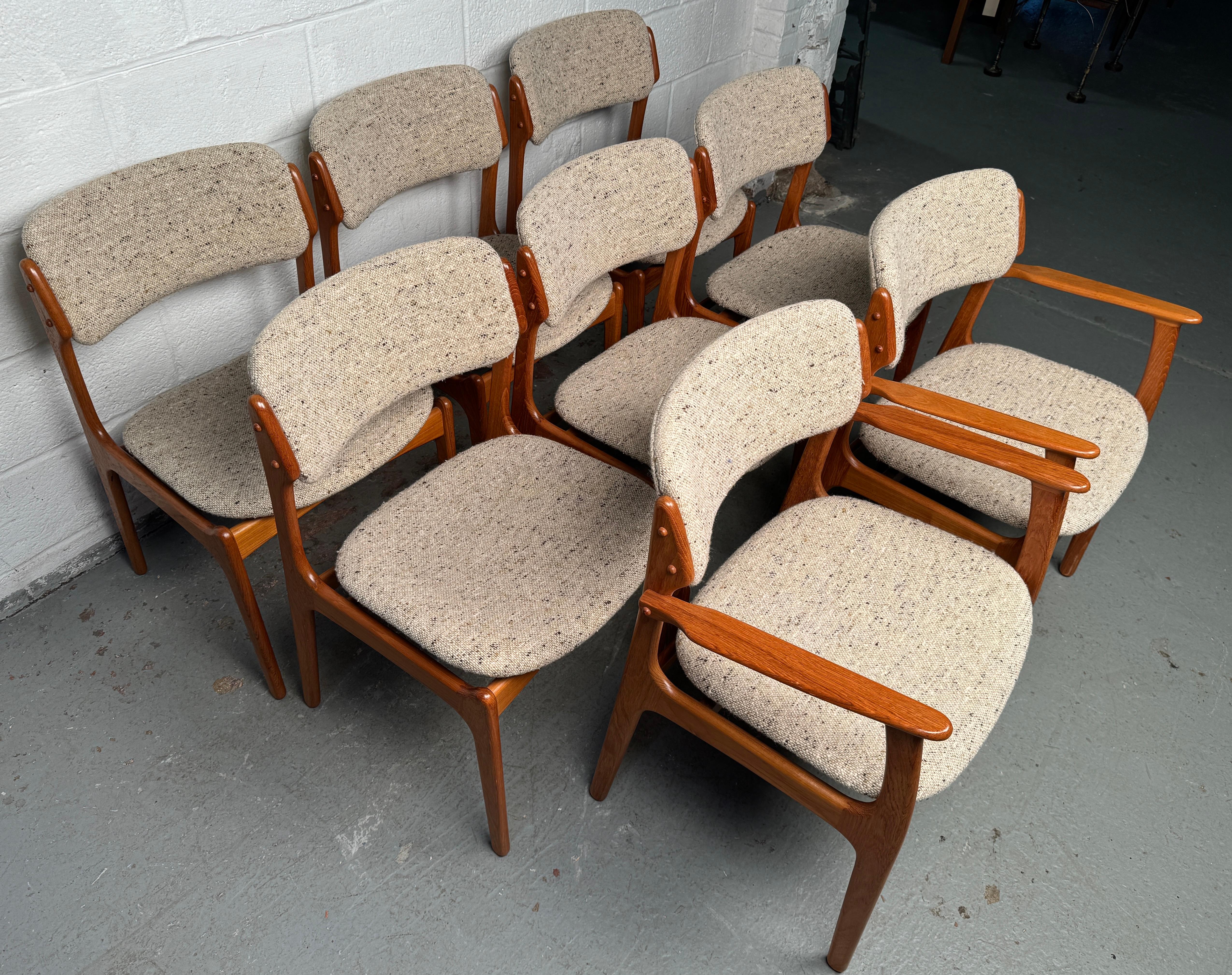 Ensemble de 8 chaises de salle à manger vintage par Erik Buch Model 50 for O.D. Møbler Bon état - En vente à Brooklyn, NY