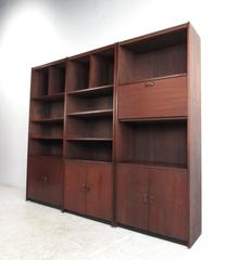 Mid-Century Modern Wall Unit, Vintage Bookcase with Cabinets
