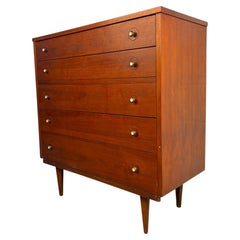 Mid-Century Modern Five-Drawer Walnut Dresser with Laminate Top