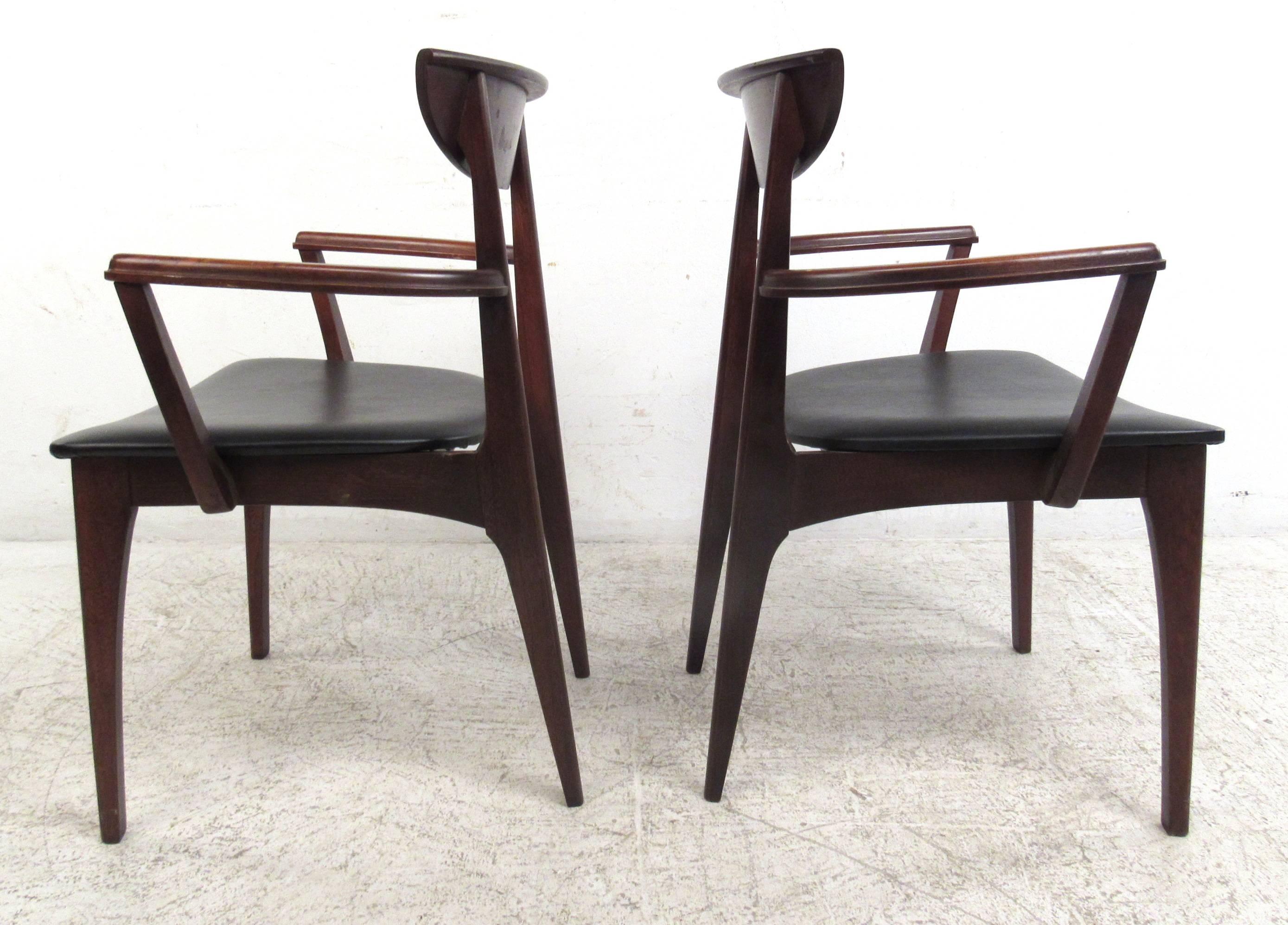 American Six Mid-Century Modern Walnut Dining Chairs