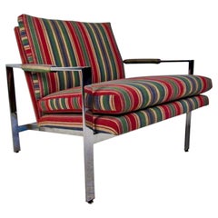 Milo Baughman Chrome Flat Bar Armchair for Thayer Coggin