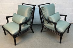Hollywood Regency Style Ebonized Bamboo Lounge Chairs by LaCor