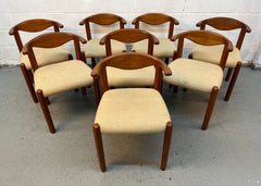 Set of Eight Danish Teak Cowhorn Chairs by Dyrlund