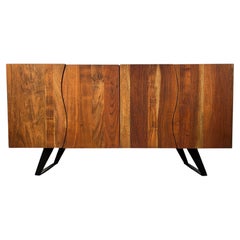 Organic Modern Mahogany Credenza with S-Shaped Live-Edge Doors