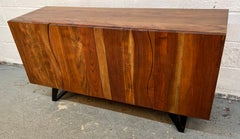 Organic Modern Mahogany Credenza with S-Shaped Live-Edge Doors