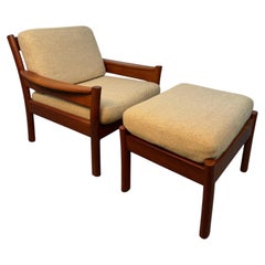 Mid-Century Lounge Chair and Matching Ottoman By Dyrlund