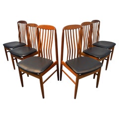 Set of Six Mid-Century Slatted Teak Dining Chairs by Benny Linden