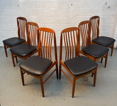 Set of Six Mid-Century Slatted Teak Dining Chairs by Benny Linden