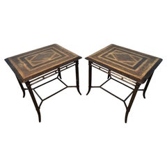 Vintage Maitland-Smith Metal Geometric End Tables
