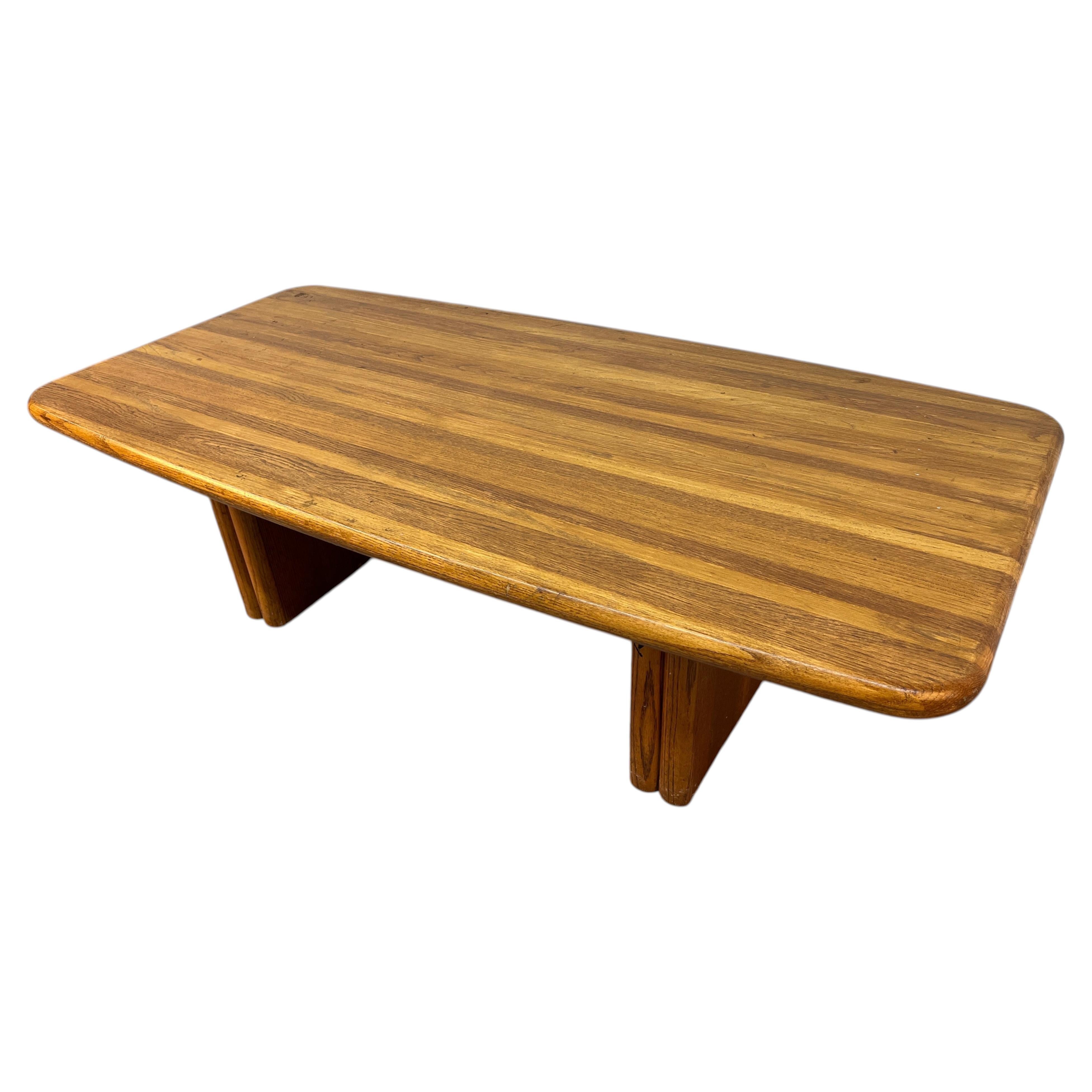 Solid Modern Oak Butcher Block Coffee Table For Sale