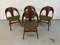 Set di quattro sedie da pranzo uniche in legno curvato in stile Mid-Century