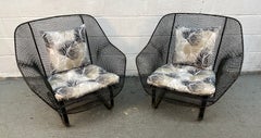 Pair of Vintage Mesh Spring Lounge Chairs by Russell Woodard