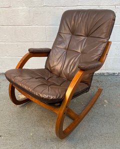 Vintage Bentwood and Leather Rocking Chair