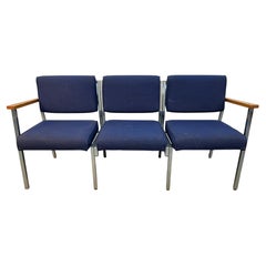 Mid-Century Vintage Chrome Three Seat Airport Bench