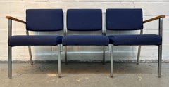 Mid-Century Vintage Chrome Three Seat Airport Bench