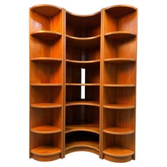 Vintage Danish Modular Curved Teak Shelving Unit