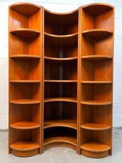 Vintage Danish Modular Curved Teak Shelving Unit