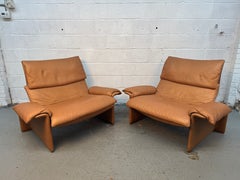 1970s Leather Lounge Chairs Designed by Giovanni Offredi for Saporiti Italia