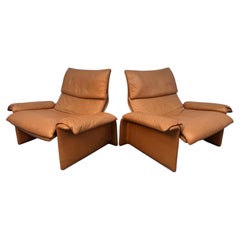 1970s Leather Lounge Chairs Designed by Giovanni Offredi for Saporiti Italia