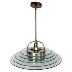 Brass & Glass Saucer Style Pendant
