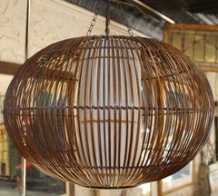 Lampada a sospensione rotonda in rattan