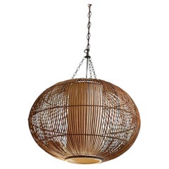 Lampada a sospensione rotonda in rattan