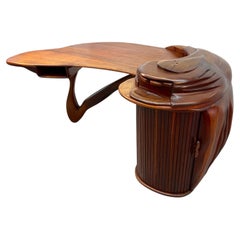 Rare Brazilian Mid-Century Sculptural Executive Desk with Tambour Pedestal
