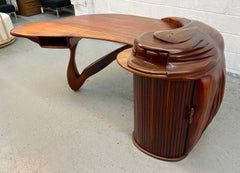 Rare Brazilian Mid-Century Sculptural Executive Desk with Tambour Pedestal