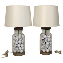 Pair of Golf Ball Filled Table Lamps