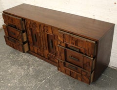 Brutalist Mid-Century Triple Dresser By Lane Furniture's "Pueblo" Series