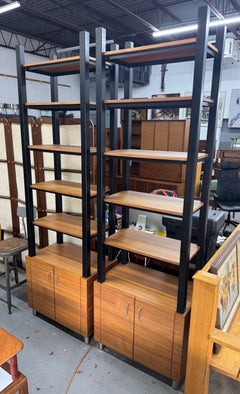 Pair of Tall Industrial Style Executive Office Shelving Units