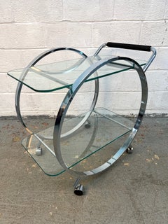Carrello bar in vetro e cromo in stile Mid-Century di George Mulhaser per DIA