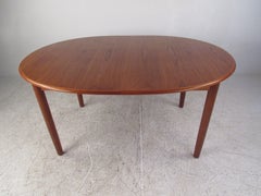 Danish Modern Teak Oval Expanding Leaf Dining Table