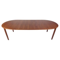 Danish Modern Teak Oval Expanding Leaf Dining Table