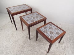 Set of Three Mid-Century Danish Rosewood Tile-Top Nesting Tables