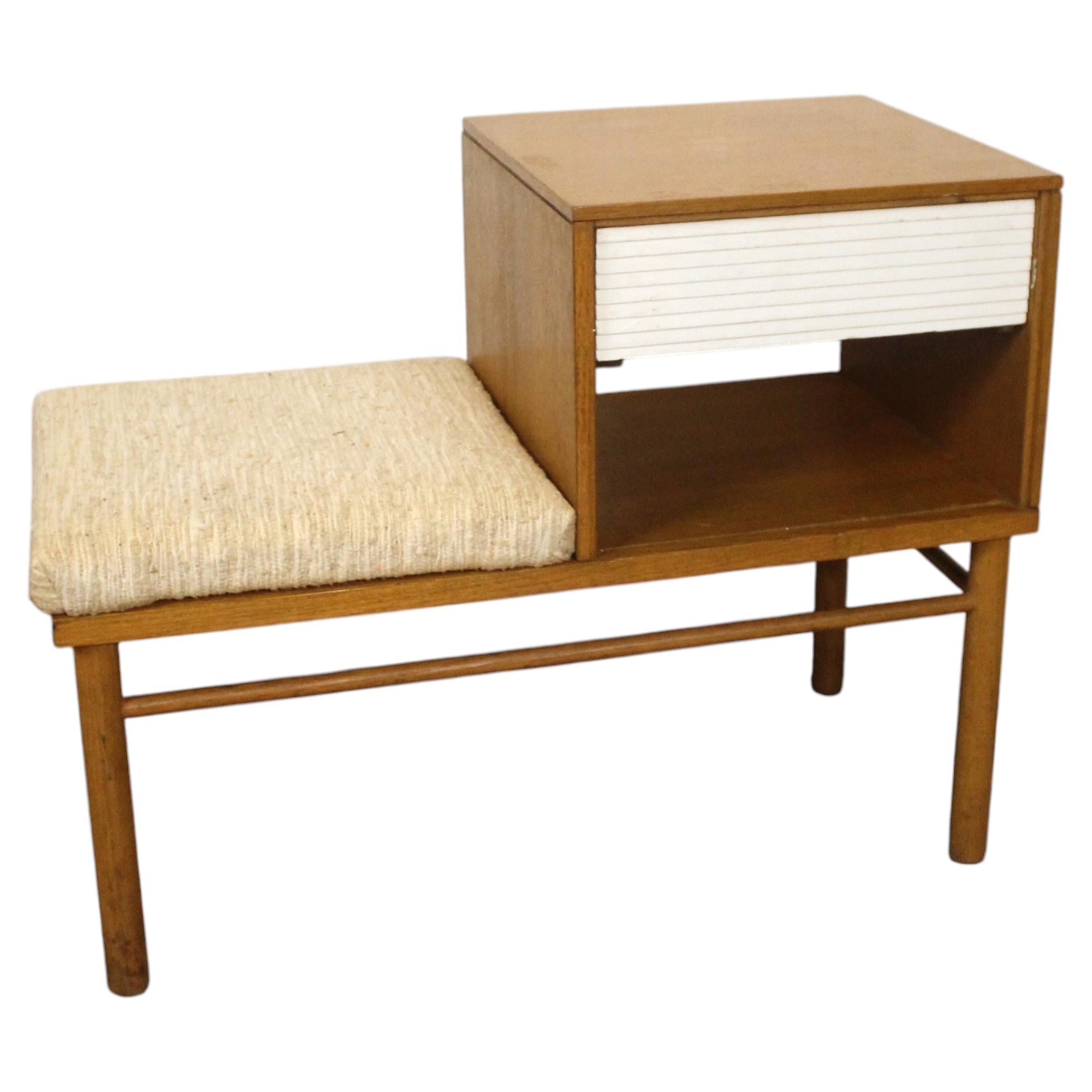 Mid-Century Telephone Bench Designed By Raymond Lowey for Mengel Furniture Co. For Sale