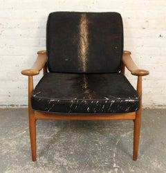 Teak "Spade Chair" By Finn Juhl With Cowhide Cushions