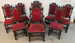 Renaissance Revival Hand Carved Oak Dining Chairs