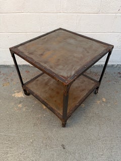 Rustic Industrial Two-Tier Metal Accent Table