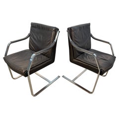 Leather and Chrome Armchairs by Rudolf Glatzel for Walter Knoll
