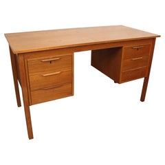 Vintage Mid-Century Modern Six Drawer Teak Writers Desk