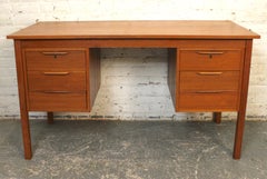 Vintage Mid-Century Modern Six Drawer Teak Writers Desk