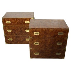 Set of Campaign Style Artisanal Three Drawer Dressers